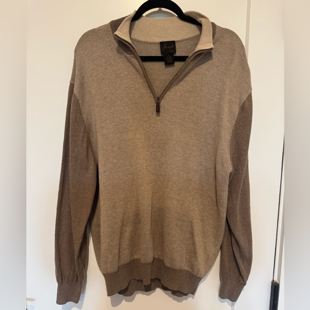 Joseph Men's Tan Quarter Zip Sweater